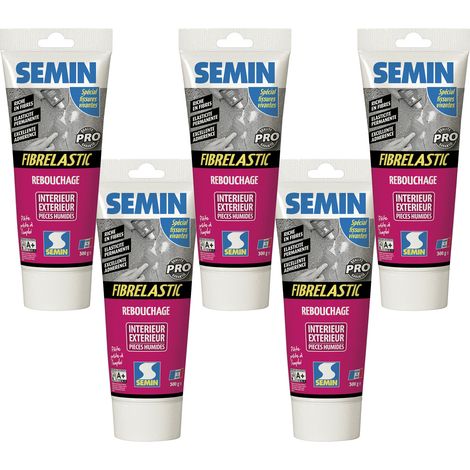 Enduit de rebouchage élastique pour fissures vivantes Fibrelastic Semin - intérieur/extérieur - tube de 300 g (lot de 5) (1/5)