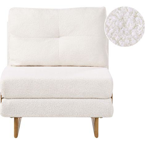 Sillón cama individual de bouclé sofá para 1 persona plegable blanco crema Jerslev