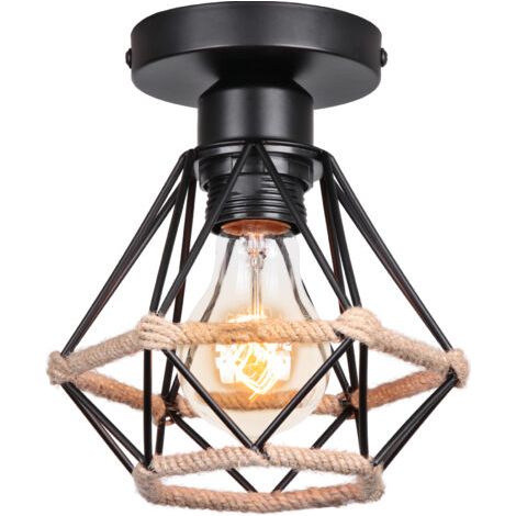 royaluxe- Plafonnier D'Intérieur Moderne E27 Luminaire Plafonnier Rétro Lampe De Plafond Vintage, Pour Couloir Bureau Chambre À Coucher Noir (1/5)