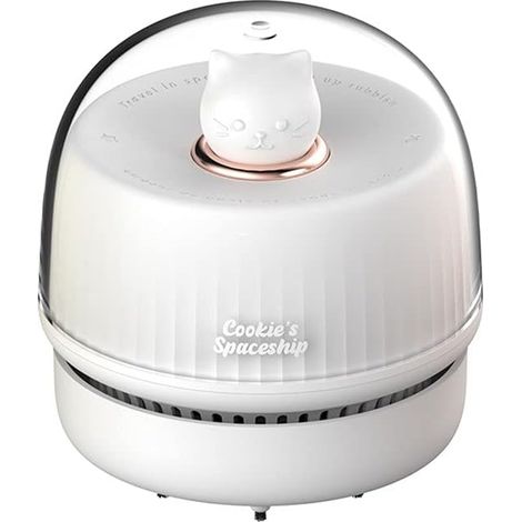 Aspirador de mano pequeño ideal para limpiar migas, restos de goma de borrar, teclado, sofá, etc. Mini recogedor de migas portátil de escritorio, color blanco (1/4)