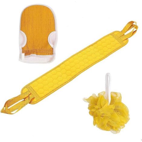 Gants Exfoliants - Non spécifié - 3 PCS - Jaune - Tissu Naturel - Lavable (1/4)