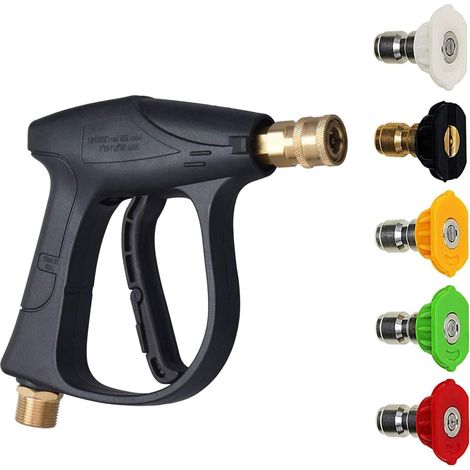 Pistolet à Eau de Lavage de Voiture Pistolet de Nettoyeur Haute Pression 3000 PSI Max avec Buses à Connexion Rapide Kit de Tuyau M22 pour laveuses à Pression (1/5)