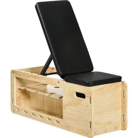HOMCOM Panca Fitness Inclinabile con Rack Porta Pesi e Vano Contenitore