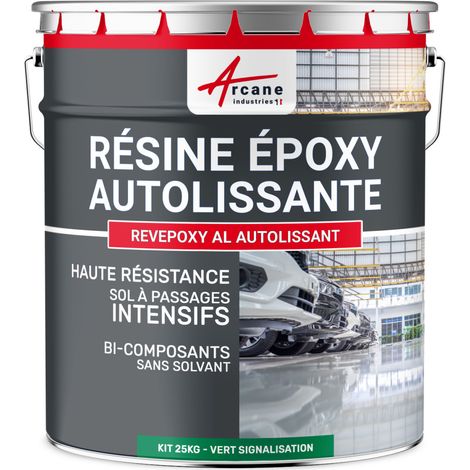 Arcane Industries – Peinture epoxy autolissante pour sol intérieur – 25 kg – Vert signalisation RAL 6024 – Excellente résistance chimique et mécanique