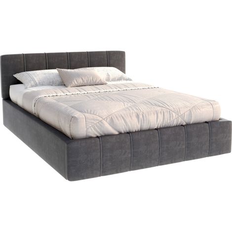 Lit coffre ATLANTA 140 x 190 cm avec sommier à lattes relevable Gris Foncé (1/5)