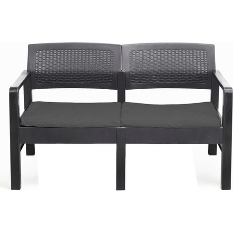 panca da esterno "sawu" in polipropilene con cuscino antracite 121x58x74 cm