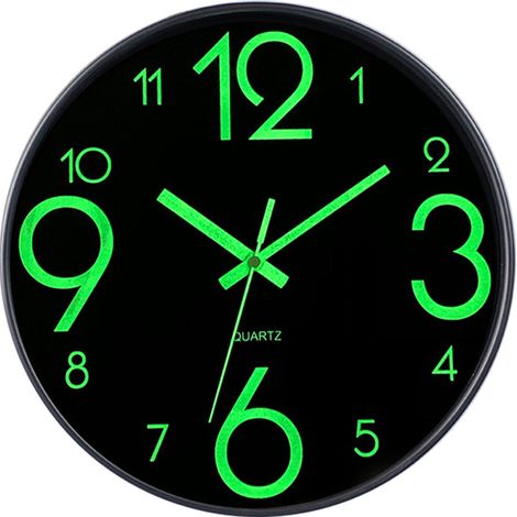 Horloge Murale - 30 Cm - Fonction Nuit Lumineuse - Mouvement Silencieux - Pour Salle À Manger Bureau Chambre - 1 Pièce (1/5)