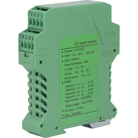 DC-Signalisolator mit 1 Eingang und 4 Ausgängen, SPS-Transmitter/Konditionierer für Leiterplatten, 0-10 V (1/5)