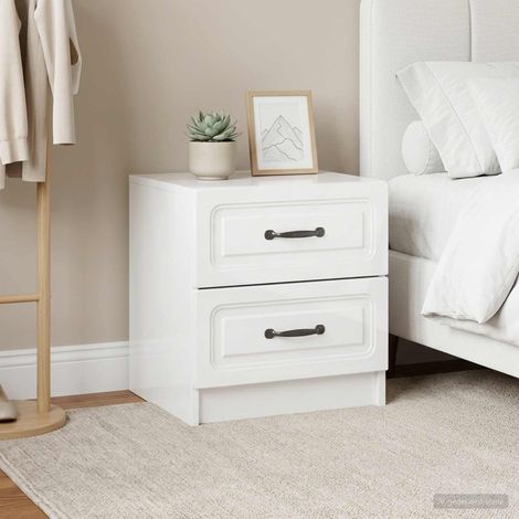 vidaXL Bedside Cabinet 2 pcs High Gloss White 43 x 34.5 x 44.5 cm (1/5)