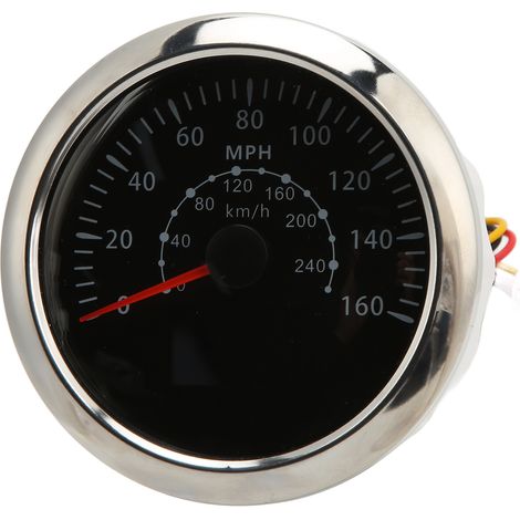 Compteur de vitesse GPS 85 mm/3,35 pouces, plage 0-160 mph (0-240 km/h), écran LCD, étanche IP67, conception universelle, convient aux automobiles, bateaux et camping-cars, DC9-32V, noir. (1/5)