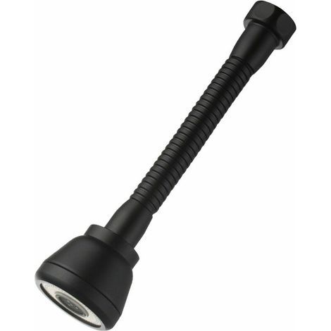 Tête de robinet rotative à 360 ° Rallonge de robinet de cuisine anti-éclaboussures avec 3 modes d'économie d'eau Tête de robinet en cuivre noir (Long) (1/4)