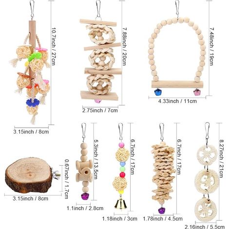 Jouets pour Oiseaux, Bois Perchoirs, Échelles, Escalade Perché pour Oiseaux, Oiseaux Jouets Perroquets, Perruches, Perruches, Aras (1/4)