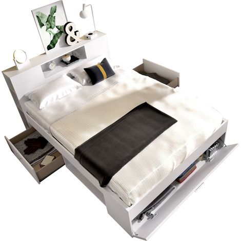 DEKIT LANKA - CAMA COMPACTA PARA DORMITORIO - BLANCO - 95 x 149.6 x 218.5 cm (1/5)