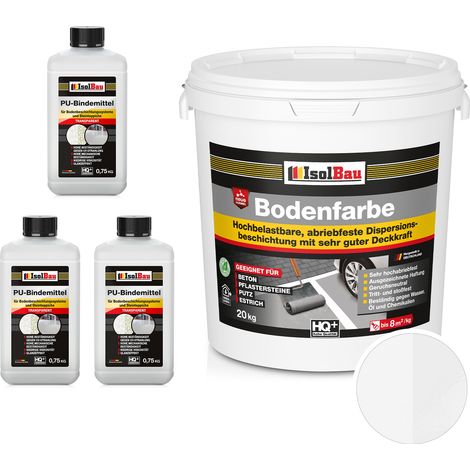 Pintura para suelos de resina IsolBau 2K para hormigón, 20 kg, color blanco. (1/5)