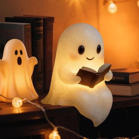 Lampe de Lecture Fantôme,Décoration d'Halloween 15 cm,Lampe de Chevet LED 3D Halloween,Lumière Décorative d’Halloween,pour Le Carnaval,Halloween (1/5)