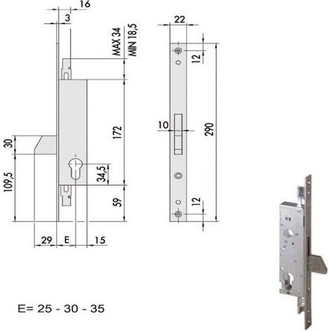 Cerradura para insertar montantes All 46220-25-0 Cisa