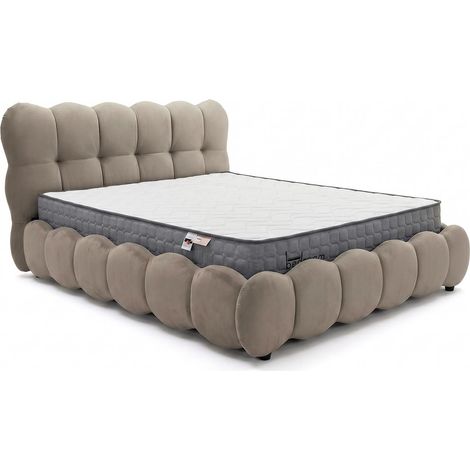 Pack Lit-coffre design boule Bilbola + Matelas Bedream 160x200cm Velours Taupe (1/5)