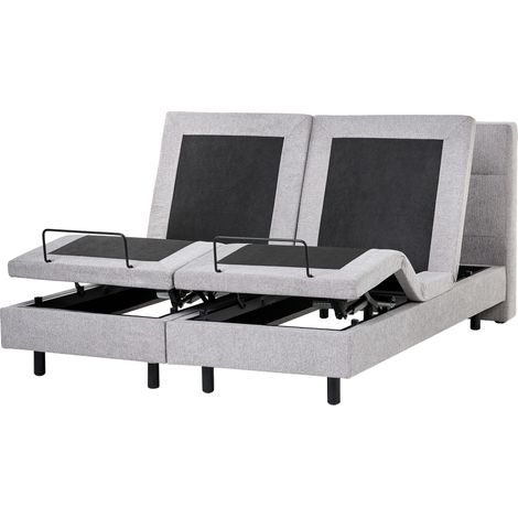 Electric Bed Light Grey EU King Size 5ft3 Remote Control Adjustable Fabric Upholstery Chenille VICEROY