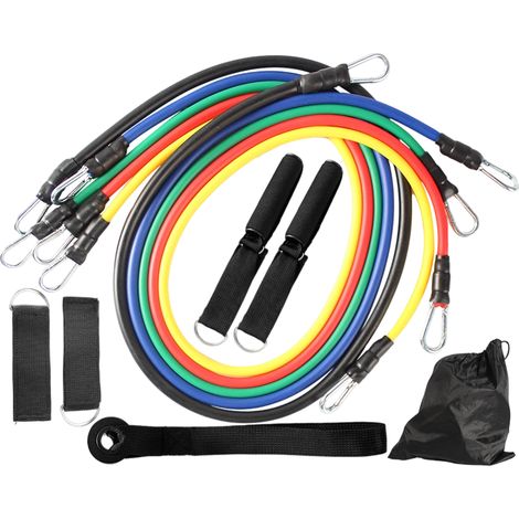 Banda de ejercicio multifuncional, peso de 45 kg (100 lb), ajustable, juego de 11 piezas para fitness en casa y uso con mosquetón. (1/4)