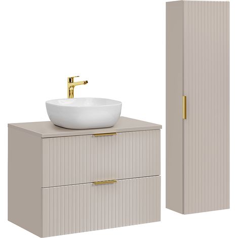 Conjunto de muebles con lavabo individual 80cm y columna Adriel Cachemira (1/4)