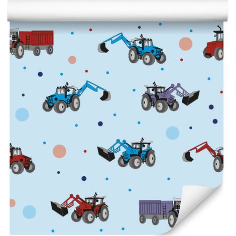 Papier peint tracteurs et excavatrices pour salon et chambre 50x1000 cm (1/5)