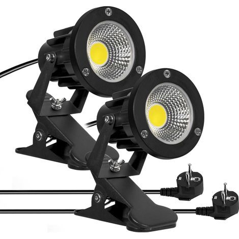 COB LED Spotlight with Clip, 7W, IP65 Waterproof, 3m Cable, Indoor and Outdoor Lighting (White Light, 2) (1/5)