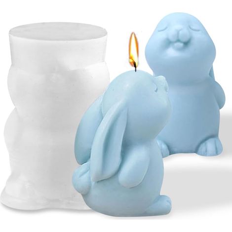 3D Osterhase Kerzengießform Silikon – Niedliche Kaninchen Gießform zum Gießen von Kerzen & Deko
