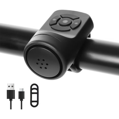 Sonnette de Vélo Électrique, Étanche IPX4 Klaxon de vélo de Charge USB Portable avec Alarme (1/5)