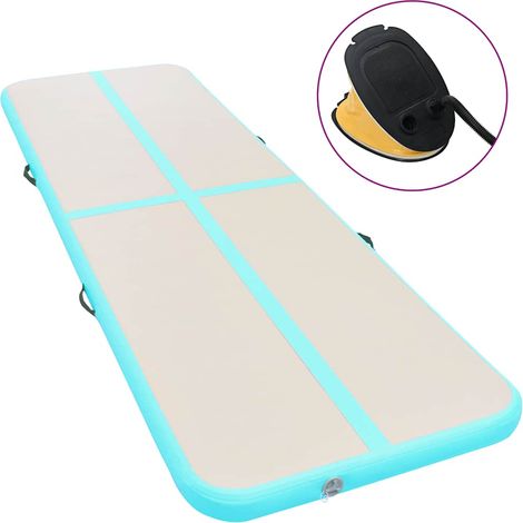 Aufblasbare Gymnastikmatte mit Pumpe 300x100x10 cm PVC Grün