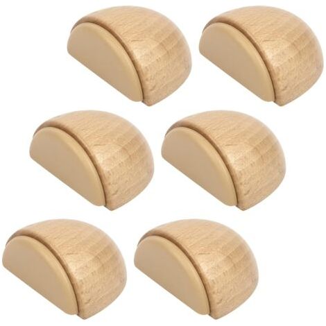 Lot de 6 Butée de Portes - Arrêt de Porte Adhesive en Bois pour Sol et Parquet – Stop Porte Adhésif - Butoir de Porte (Hetre Naturel)dengyank (1/5)