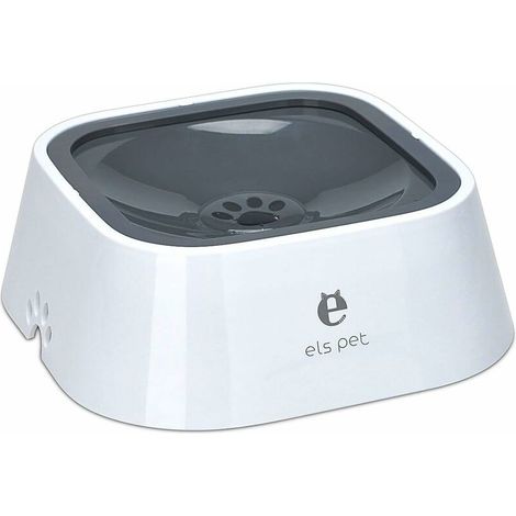 Schwimmender Wassernapf für Haustiere, 1,5 l, langsamer Futterspender, verschüttungsfrei, Überlaufschutz, Erstickungsschutz, automatischer Futternapf für Hunde, Katzen, Welpen (grau)