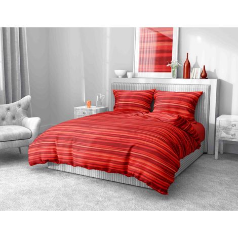 Copripiumino Stripe rosso in morbida microfibra   Manopesca   lavabile in lavatrice   Made in Italy Cm. 250x200