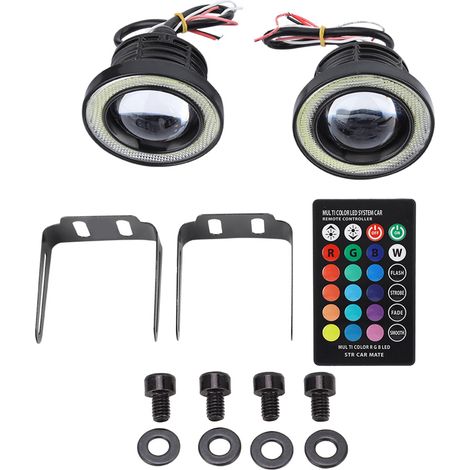 Phare antibrouillard LED RGB 30W COB 3.5" avec anneau halo super lumineux, télécommande incluse (1/5)