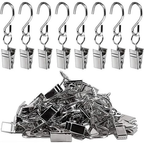 Fermagli per tende con ganci a S, 20 pezzi per confezione, colore argento. (1/5)