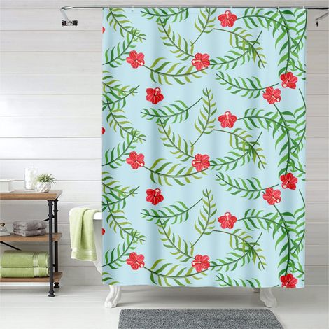 Rideau de douche motif flamant rose artistique moderne, rideau salle de bain imperméable, 90x180 cm (1/5)