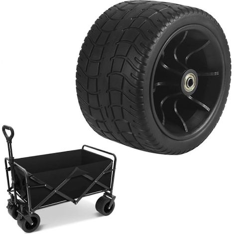 Roue de rechange de 15 cm (6 pouces) pour chariot de jardin pliable, avec double roulement, pneu tout-terrain en polyuréthane, entraxe de 10,4 cm (4,1 pouces). (1/5)