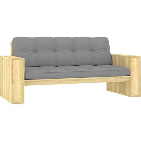 Panca da giardino mobili da esterno per patio mobili da terrazza con cuscini grigi 179 x 76 x 76 cm pino impregnato 020011632