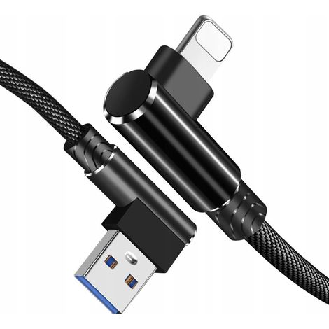 Câble de charge rapide Koanni kb19BLACK coudé à 90° pour iPhone