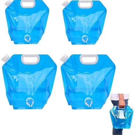 Bidón de agua plegable, Bidones flexibles de 5 y 10 litros con tapa hermética y grifo, Bolsa portátil de agua potable para emergencias (1/5)
