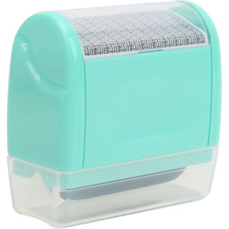 Tampon de sécurité vert avec rouleau photosensible, fenêtre amovible, corps compact, tampon à rouleau de protection d'identité.