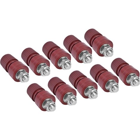 Lot de 10 bornes de soudage M6 en laiton nickelé, connecteur à goujon 0-380VRed (1/5)