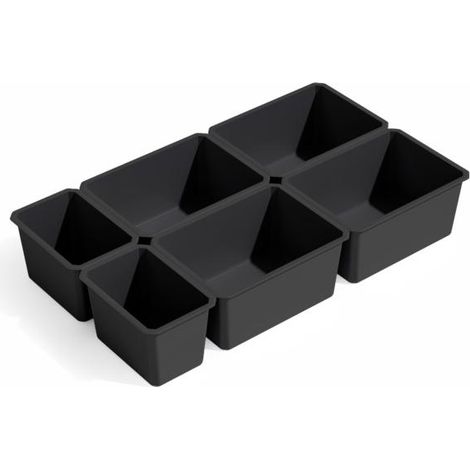 Emuca Kit de 6 bacs organisateurs pour tiroirs de salle de bains Tidy, en plastique, Gris antracite - talla (1/5)