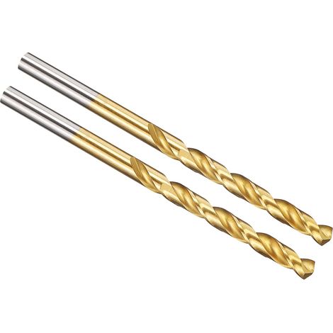 3.8mm Foret Hélicoïdal, Forets à Métaux, Tige Droite Jobber Acier Rapide M2 135° Revêtu Nitrure de Titane (TiN), Mèche pour Métal Acier Inoxydable de Dureté Moyenne, 2 Pièces (1/5)