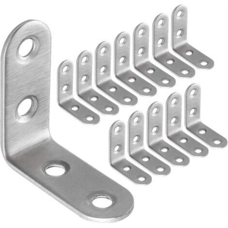 50pcs Équerre de Fixation Inox 40x40mm, Renforts d'Angle pour la Fixation et la Réparation de Meubles, Renforcer les Joints, Argent (1/5)