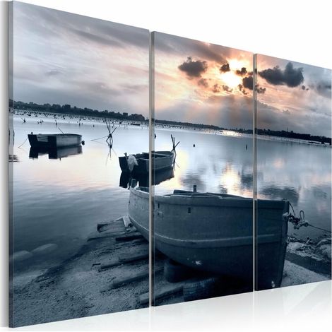 Tableau petit bateau au bord de la mer - 90 x 60 cm (1/2)