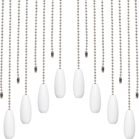 Lot de 8 rallonges de chaîne de traction pour ventilateur de plafond, 33 cm, chaînes d'extension décoratives en bois pour lampe et ventilateur de plafond, blanc (1/5)
