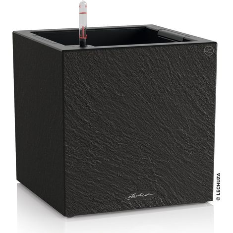 LECHUZA® Pflanzgefäße CANTO Slatestone 30 low Dunkelgrau All-in-One