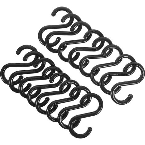 Lot de 100 crochets en plastique noir en forme de S robustes (1/5)