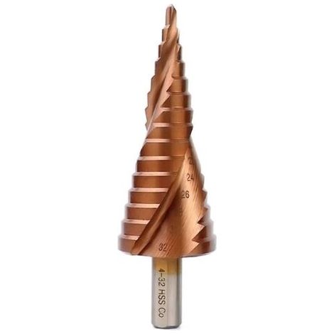 HSS 4-32 mm Cobalt M35 Step Drill Bit with Helical Groove, Pagoda Reamer, Triangular Handle, HSS Co Drill Bit, DC17B (1/4)