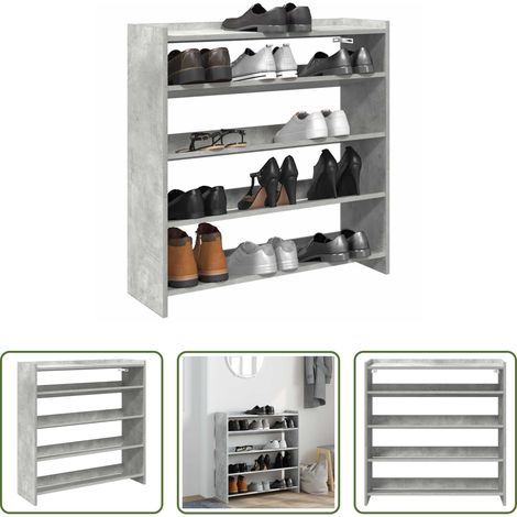 vidaXL Holzwerkstoff - Schuhregal Betongrau 80x25x81 cm Holzwerkstoff (1/5)